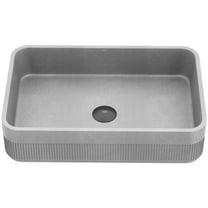 VIGO Cypress Modern Gray Concreto Stone 21 in. L x 14 in. W x 5 in. H Rectangular Fluted Bathroom Vessel Sink