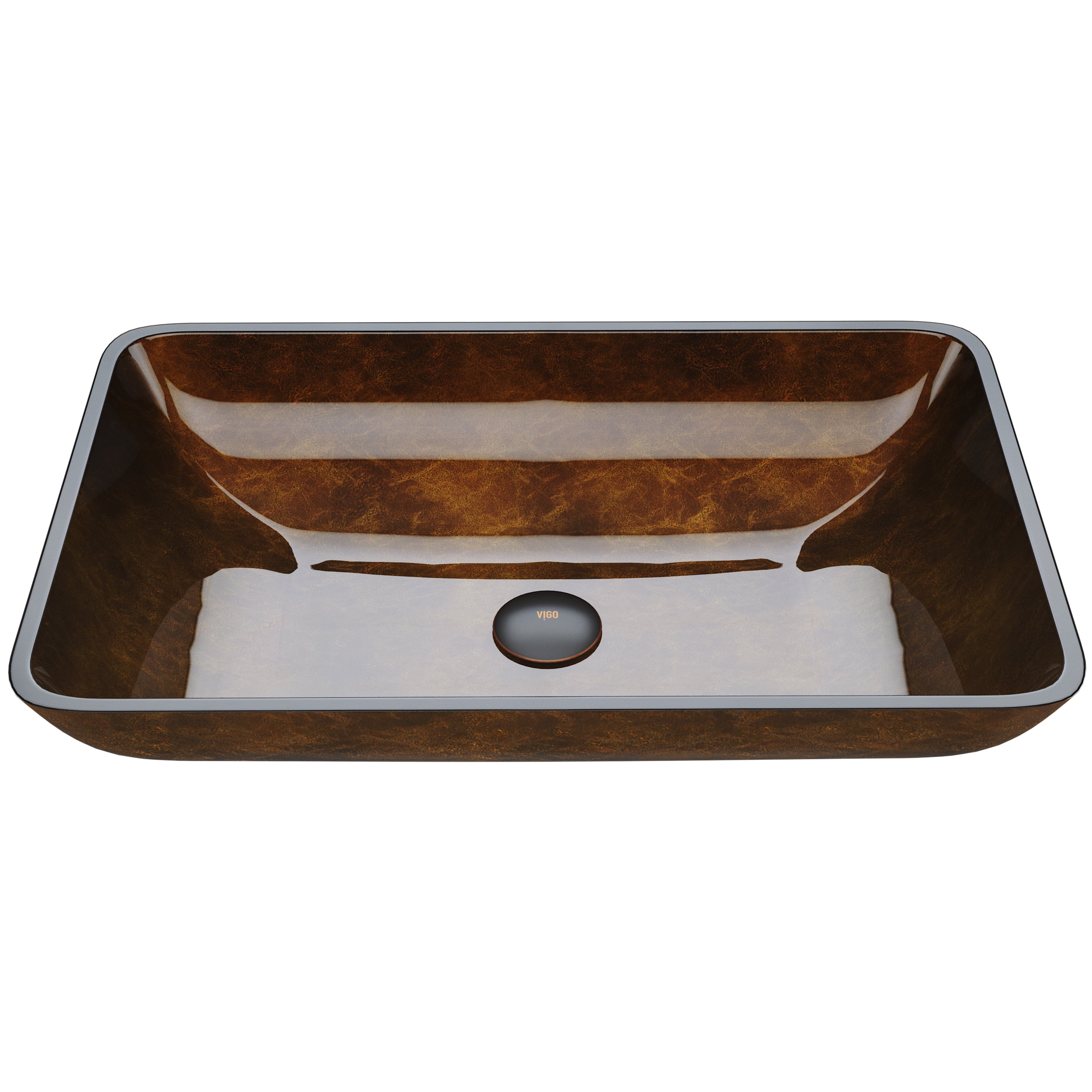 Russet Amber Tempered Glass Rectangular Vessel Sink 22.5"