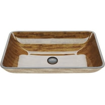 VIGO Donatello Wooden Brown Glass 22 in. L x 15 in. W x 5 in. H Rectangular Vessel Bathroom Sink