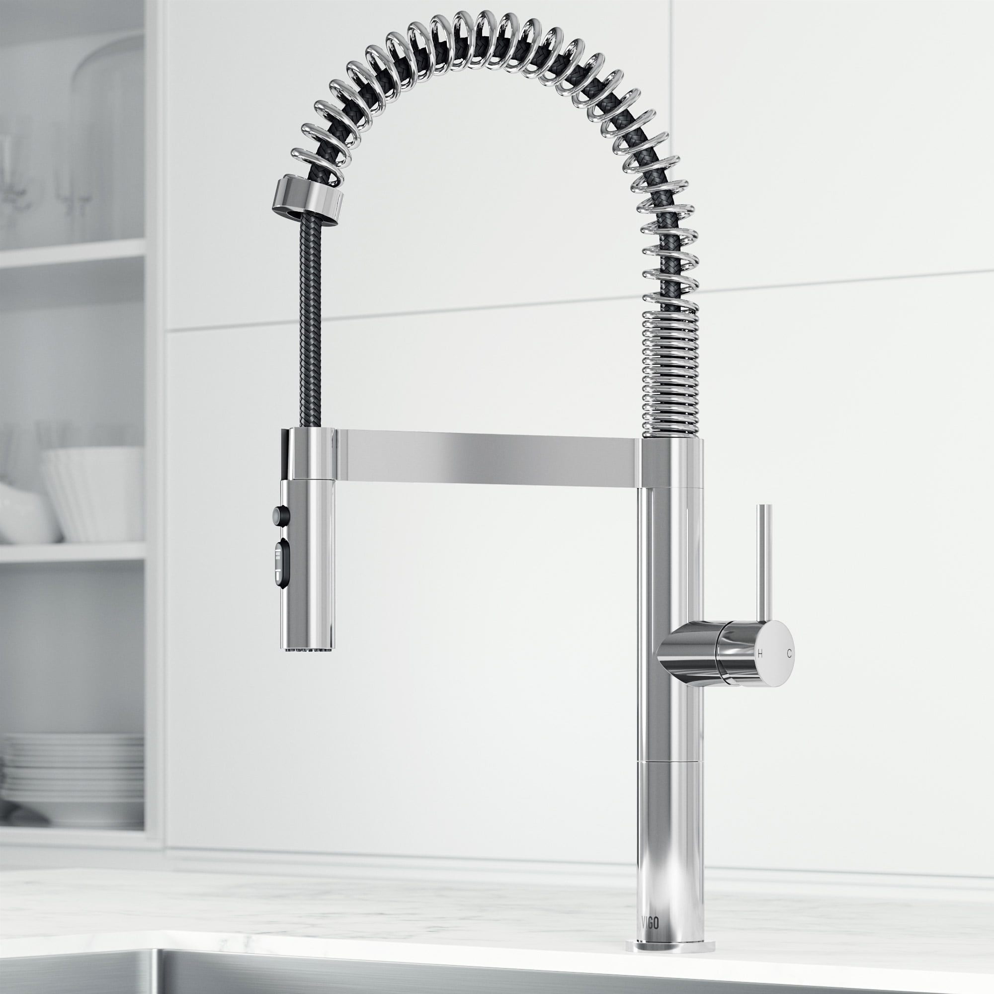 Edison Pro 20" Chrome Single Handle Pull-Down Kitchen Faucet