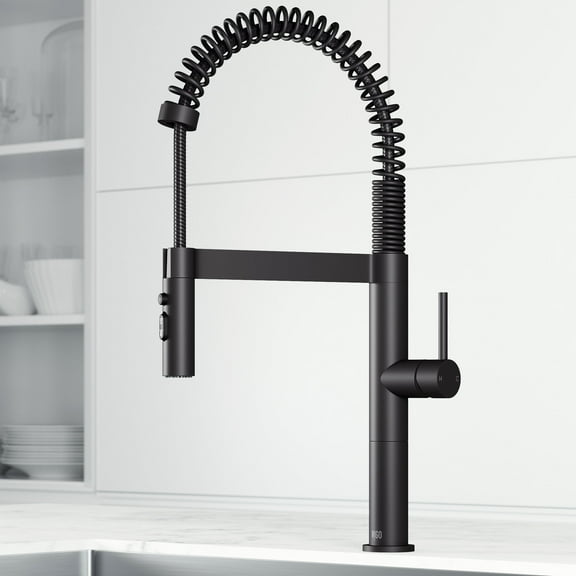 VIGO Edison Pro 20 in. Single Handle Pull Down Sprayer Kitchen Faucet in Matte Black-VG02052MB