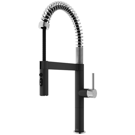 VIGO Edison Pro 20 in. Single Handle Pull Down Sprayer Kitchen Faucet in Stainless Steel and Matte Black-VG02052STMB