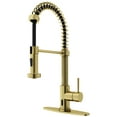 thumbnail image 1 of VIGO Edison Single Handle Pull-Down Sprayer Kitchen Faucet Set with Deck Plate and Touchless Sensor in Matte Brushed Gold, 1 of 10