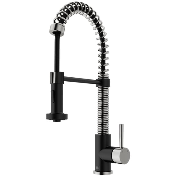 VIGO Edison Single Handle Pull-Down Sprayer Kitchen Faucet in Stainless Steel and Matte Black