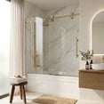 thumbnail image 1 of VIGO Elan 56 to 60 in. W x 66 in. H Sliding Frameless Tub Door in Matte Brushed Gold with 3/8 in. (10mm) Clear Glass, 1 of 12