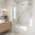 thumbnail image 1 of VIGO Elan 56 to 60 in. W x 66 in. H Sliding Frameless Tub Door in Stainless Steel with 3/8 in. (10mm) ProtecGlass, 1 of 15