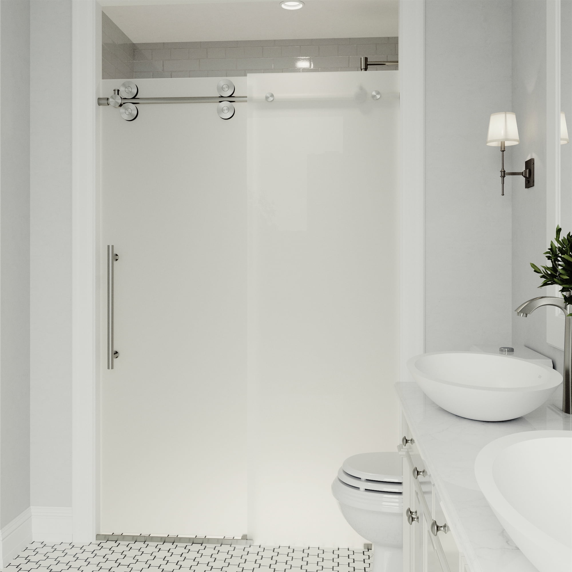 Elan 56-60" Frameless Frosted Glass Sliding Shower Door