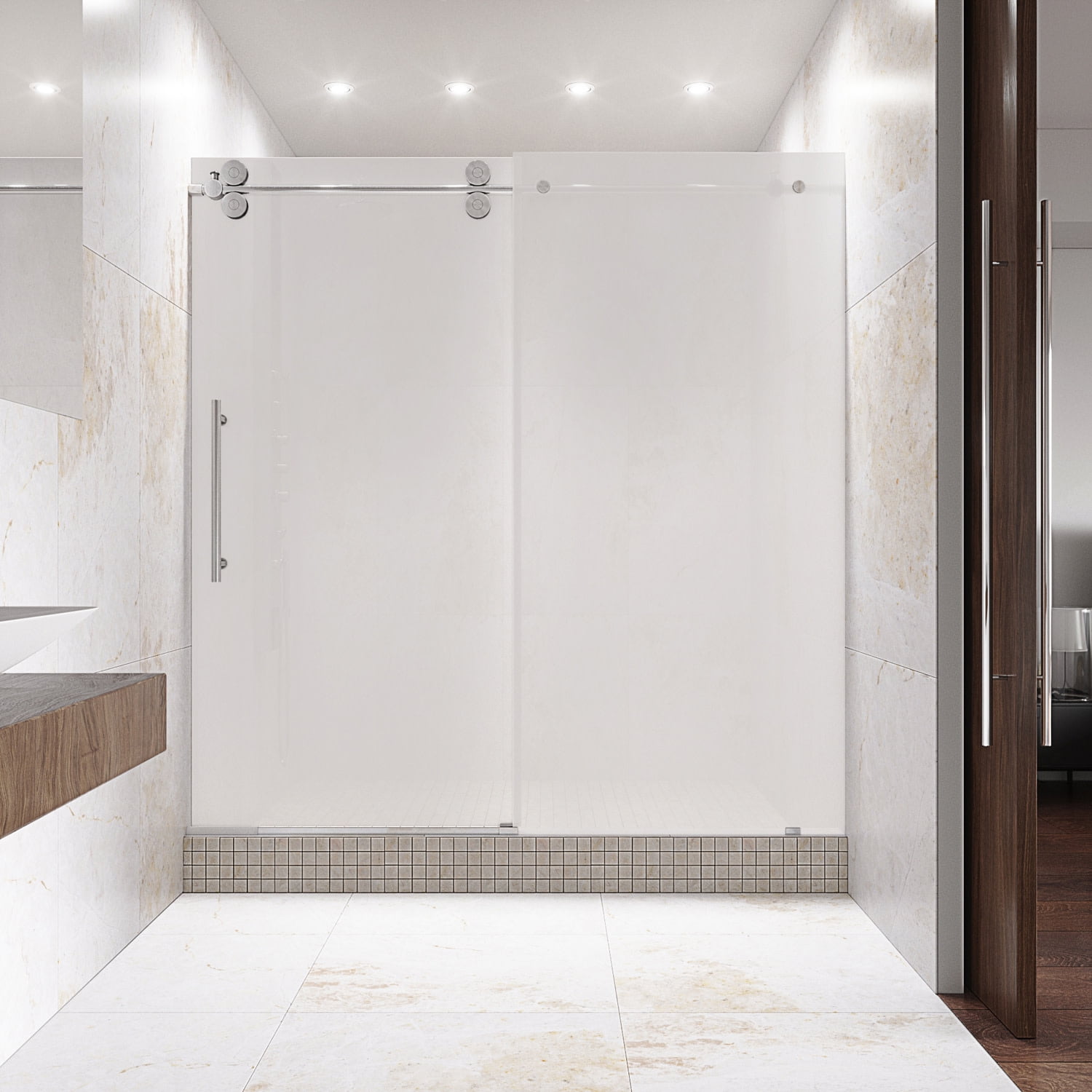 VIGO Elan 60-inch Frameless Shower Door .375-in. Frosted Glass/Chrome ...