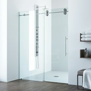 VIGO Elan 64 to 68 in. W x 74 in. H Frameless Sliding Shower Door in Chrome with 3/8 in. (10 mm) Clear Glass