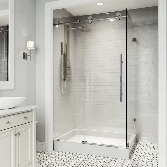 VIGO Elan E-Class 36 in. L x 48 in. W x 82 in. H Frameless Sliding Rectangle Shower Enclosure Kit in Chrome with Clear Glass