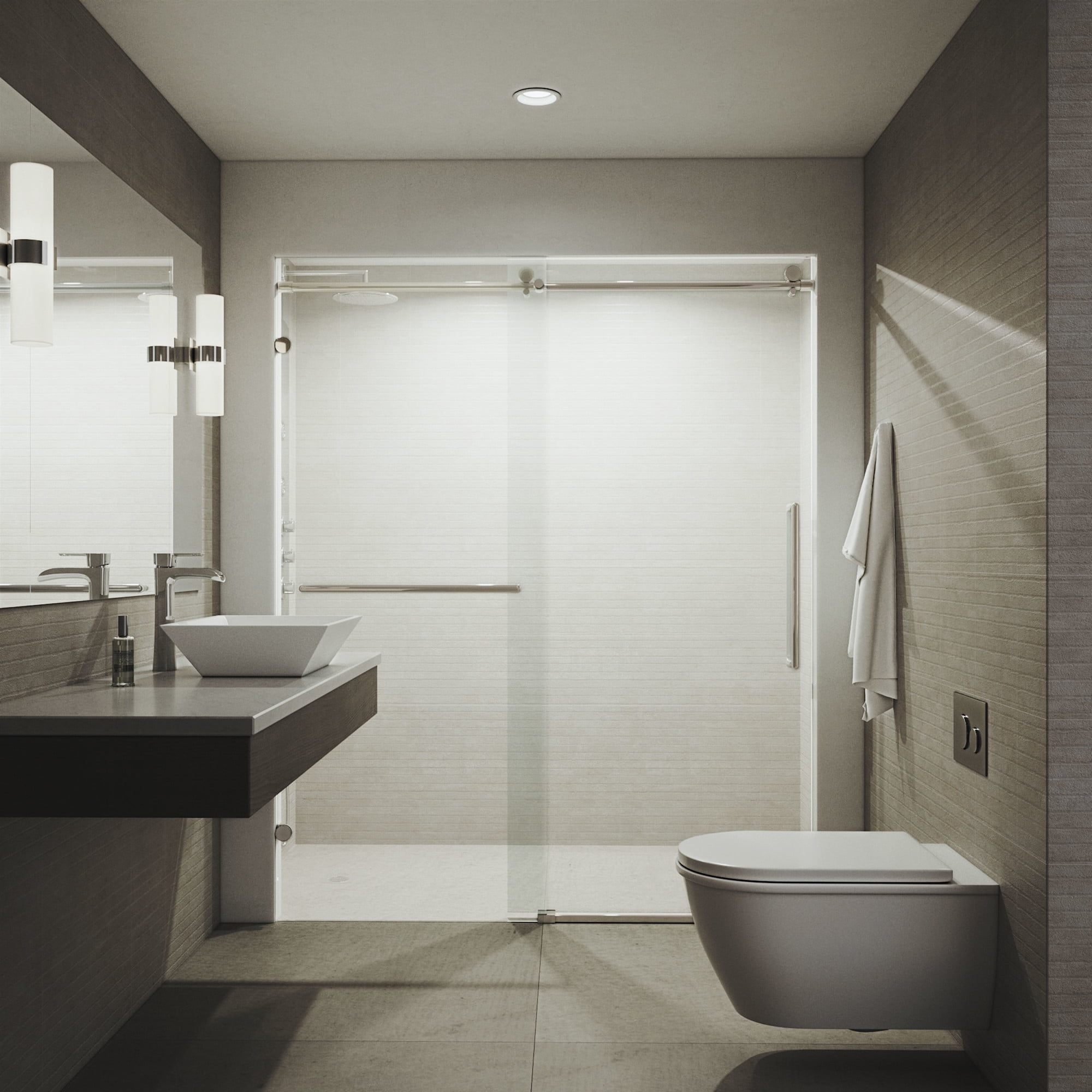 Ferrara 73" Frameless Sliding Shower Door with Clear Tempered Glass