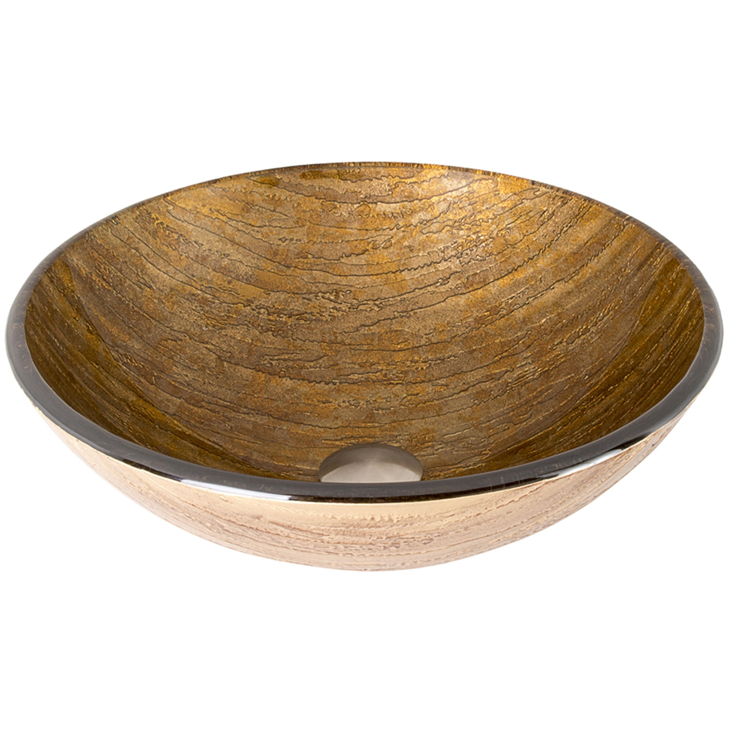 Open Box VIGO Giovanni Amber Sunset Glass 17 in. L x 17 in. W x 6 in. H Round Vessel Bathroom Sink