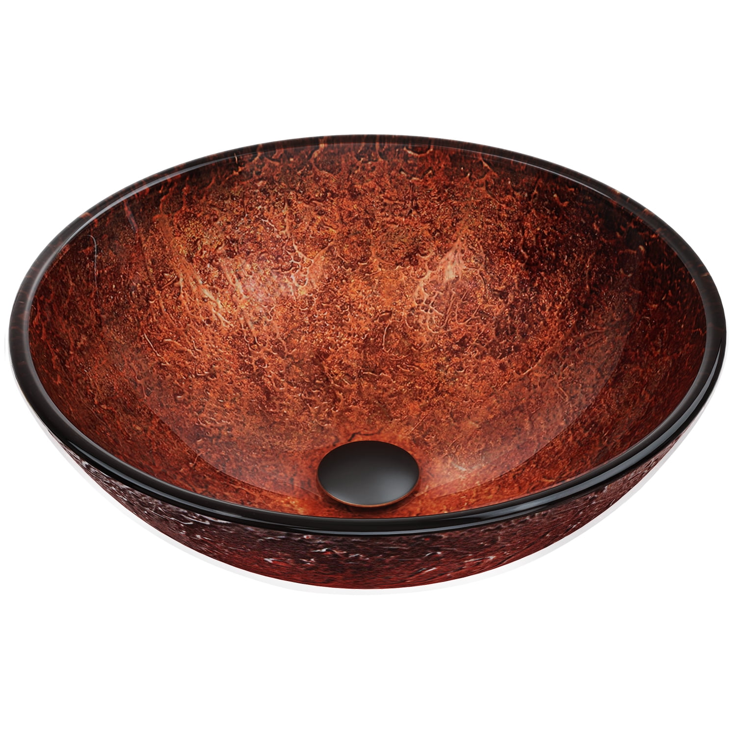 VIGO Mahogany Moon Tempered Glass Handmade Circular Vessel Bathroom Sink