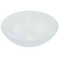 VIGO Giovanni Frosted White Glass 17 in. L x 17 in. W x 6 in. H Round Vessel Bathroom Sink