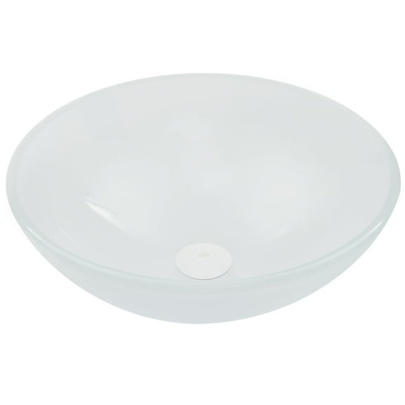 VIGO Giovanni Frosted White Glass 17 in. L x 17 in. W x 6 in. H Round Vessel Bathroom Sink