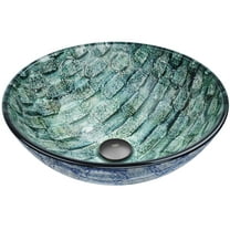 VIGO Giovanni Oceania Blue Glass 17 in. L x 17 in. W x 6 in. H Round Vessel Bathroom Sink
