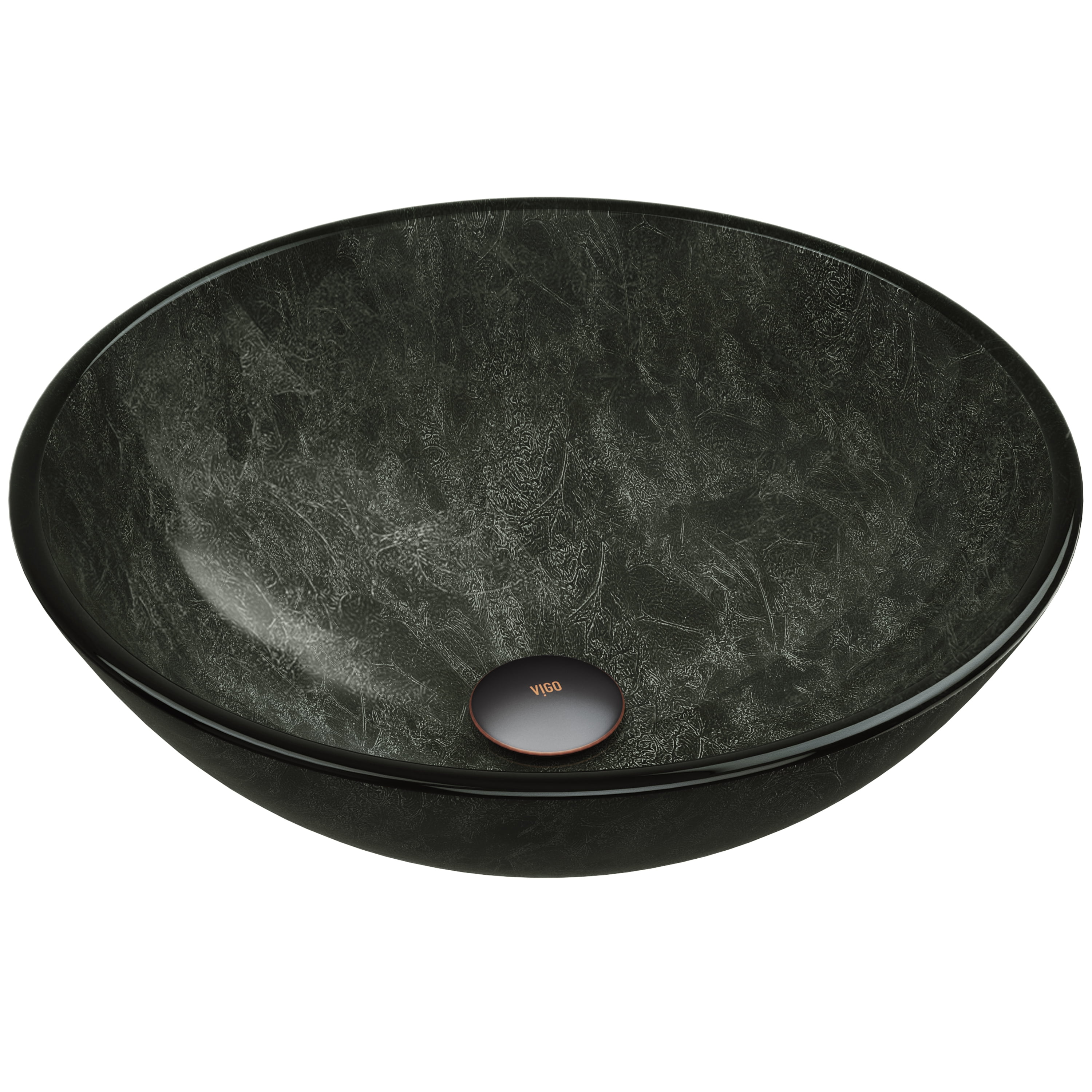Gray Onyx 17" Circular Glass Vessel Sink