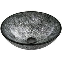 VIGO Giovanni Titanium Gray Glass 17 in. L x 17 in. W x 6 in. H Round Vessel Bathroom Sink