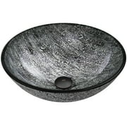 VIGO Giovanni Titanium Gray Glass 17 in. L x 17 in. W x 6 in. H Round Vessel Bathroom Sink