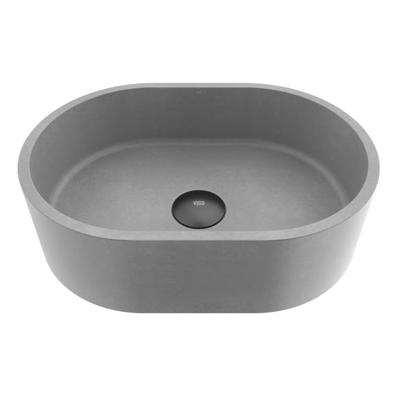 VIGO Giralda Gothic Gray Concreto Stone 16 in. L x 11 in. W x 5 in. H Oval Vessel Bathroom Sink