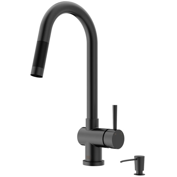 VIGO Gramercy Pull-down Kitchen Faucet with Soap Dispenser, Matte Black