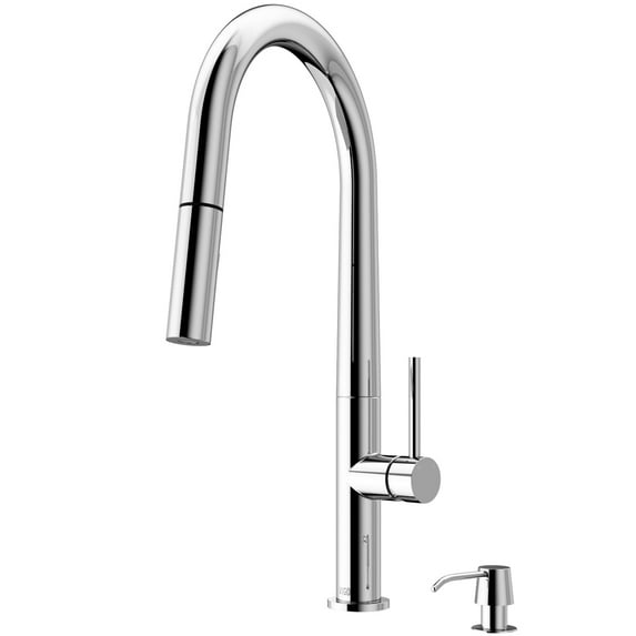 VIGO Greenwich Pull-down Spray Kitchen Faucet with Soap Dispenser, Chrome