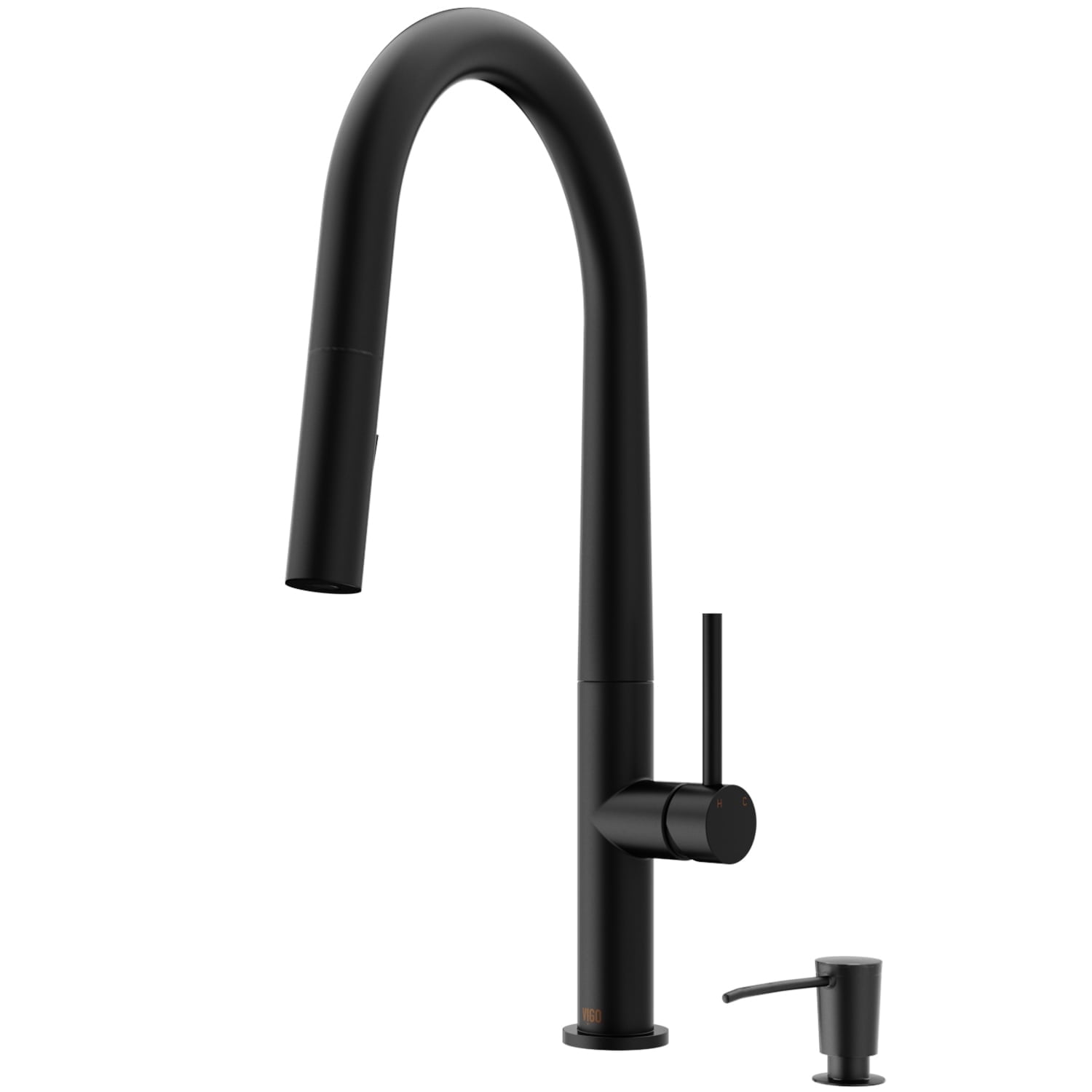 Matte Black Brass Pull-Down Kitchen Faucet with Soap Dispenser