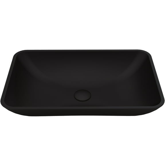 VIGO Hadyn Modern Black Matte Shell Glass 22 in. L x 14 in. W x 4 in. H Rectangular Vessel Bathroom Sink