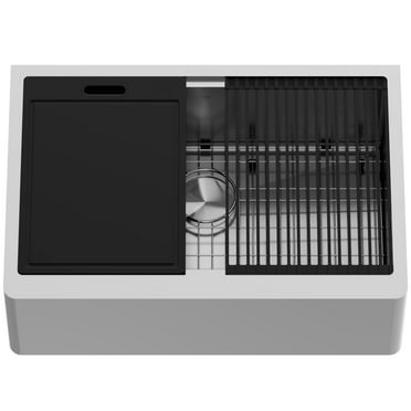 VIGO Handmade 30-in Stainless Steel Single-Bowl Flat Apron Front Farmhouse Kitchen Sink Workstation with Accessories