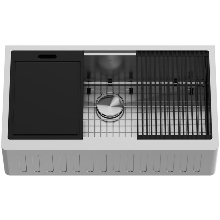 Oxford Stainless Steel 36 in. Single Bowl Slotted Farmhouse Apron-Front Workstation Kitchen Sink with Accessories Oxford Stainless Steel 36 in. Single Bowl Slotted Farmhouse Apron-Front Workstation Kitchen Sink with Accessories