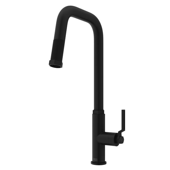 VIGO Hart Angular Single Handle Pull-Down Spout Kitchen Faucet in Matte Black
