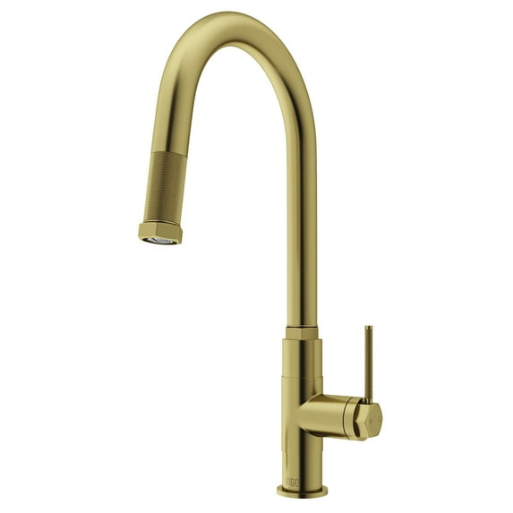 VIGO Hart Arched Single Handle Pull-Down Spout Kitchen Faucet Matte Brushed Gold