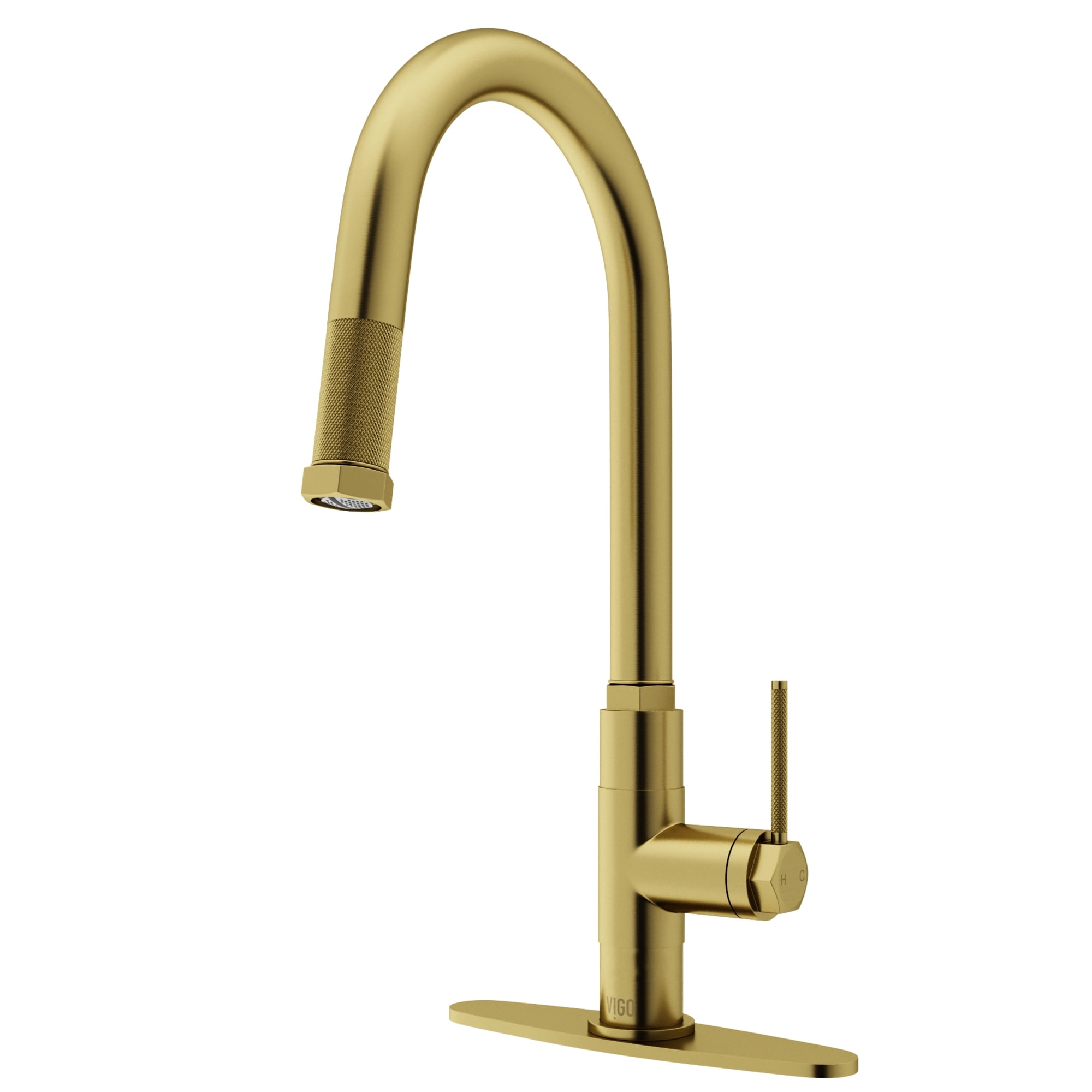 VIGO Hart Arched Single Handle Pull-Down Spout Kitchen Faucet Set with ...