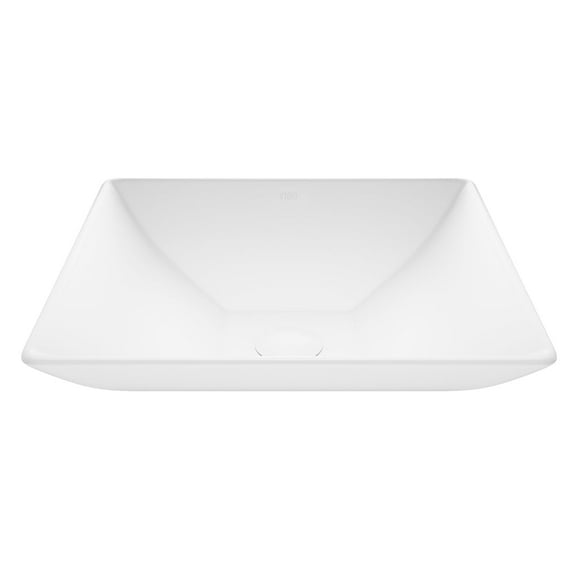 VIGO Hibiscus Modern White Matte Stone 16 in. L x 16 in. W x 5 in. H Square Vessel Bathroom Sink