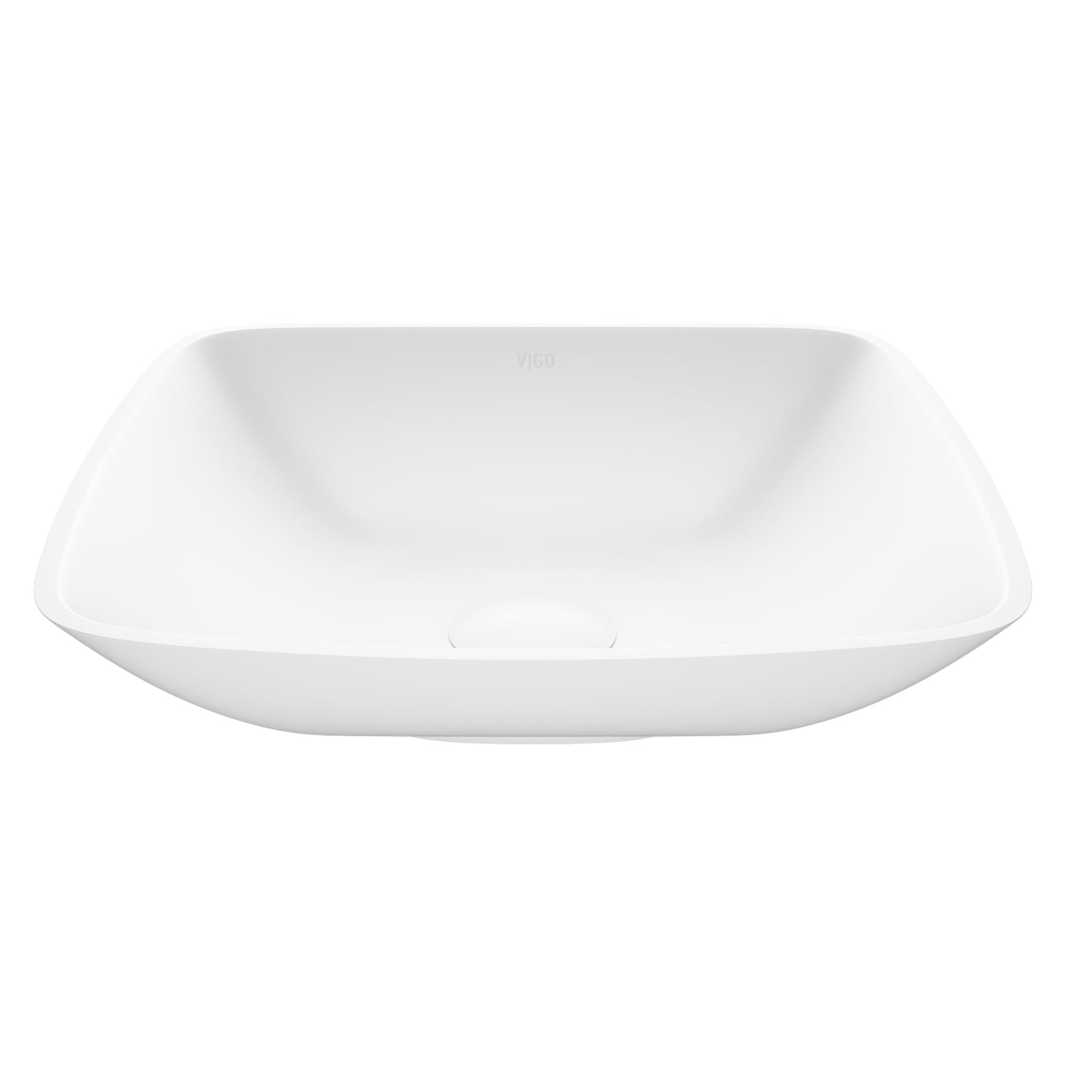 Elegant Matte White 13.75'' Square Stone Vessel Bathroom Sink