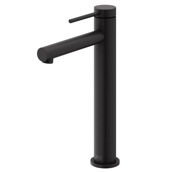 VIGO Jewel 11 in. Single Hole Single Handle Vessel Bathroom Sink Faucet in Matte Black-VG03037MB