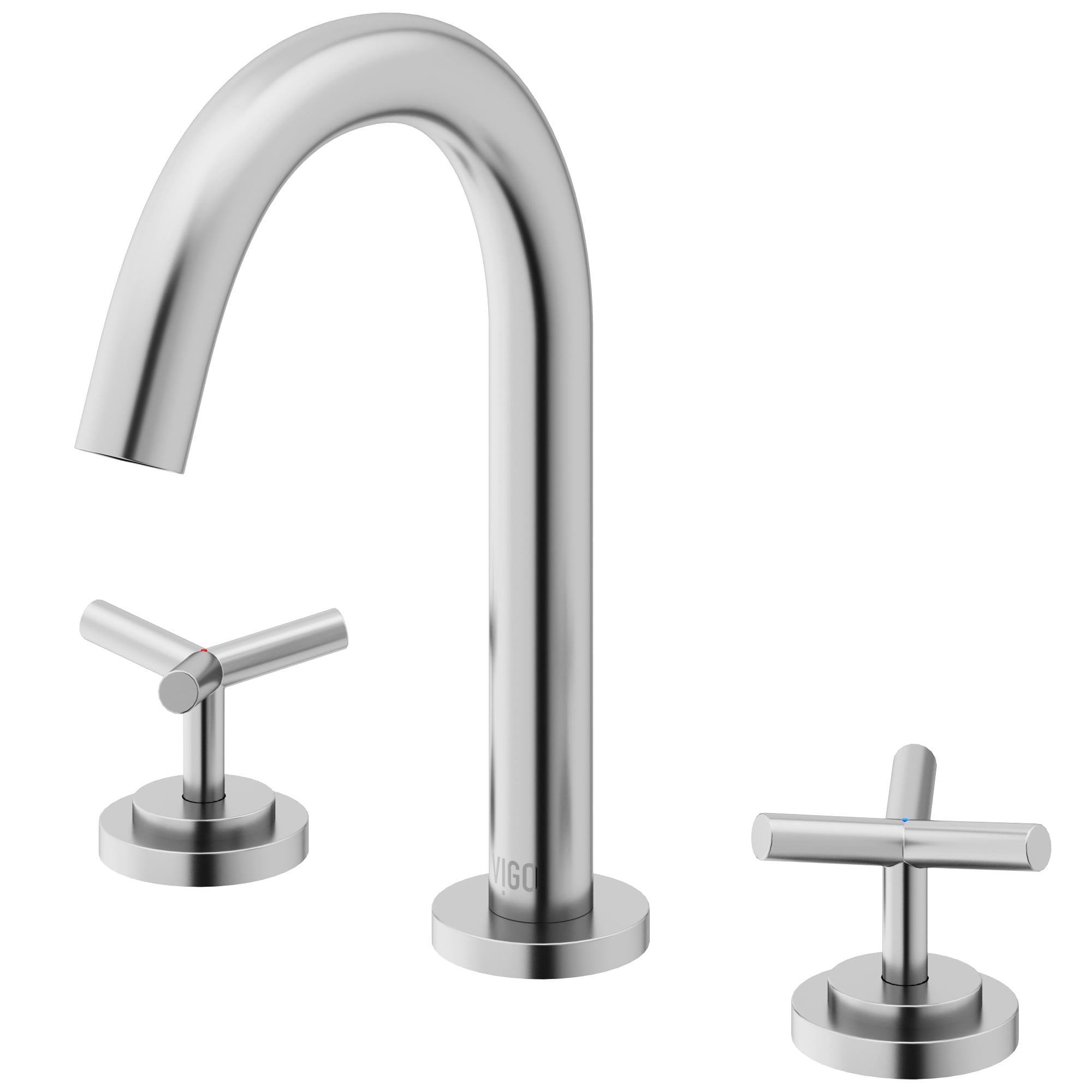 Brushed Nickel High-Arc Widespread Bathroom Faucet with Cross Handles