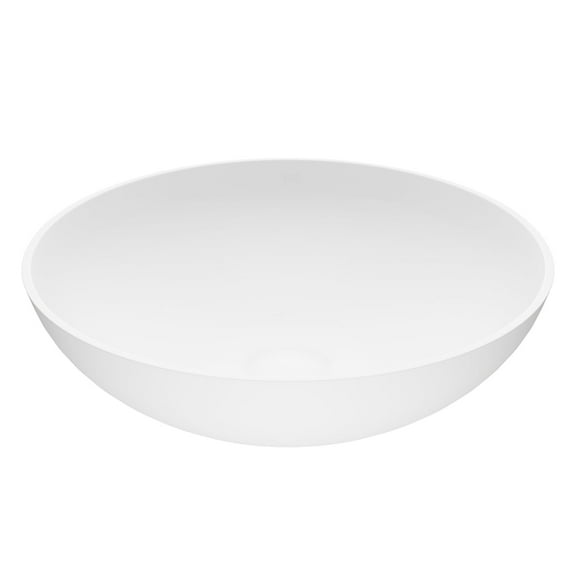 VIGO Lotus Modern White Matte Stone 16 in. L x 16 in. W x 5 in. H Round Vessel Bathroom Sink