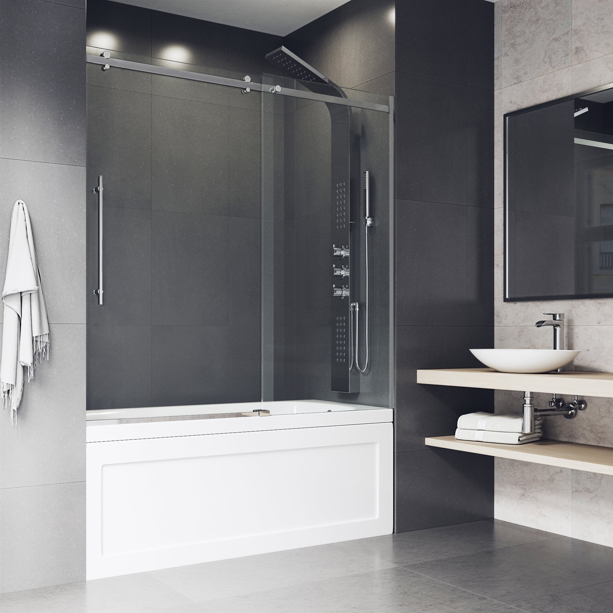 Luca 56-60" Frameless Sliding Tub Door with Clear Glass