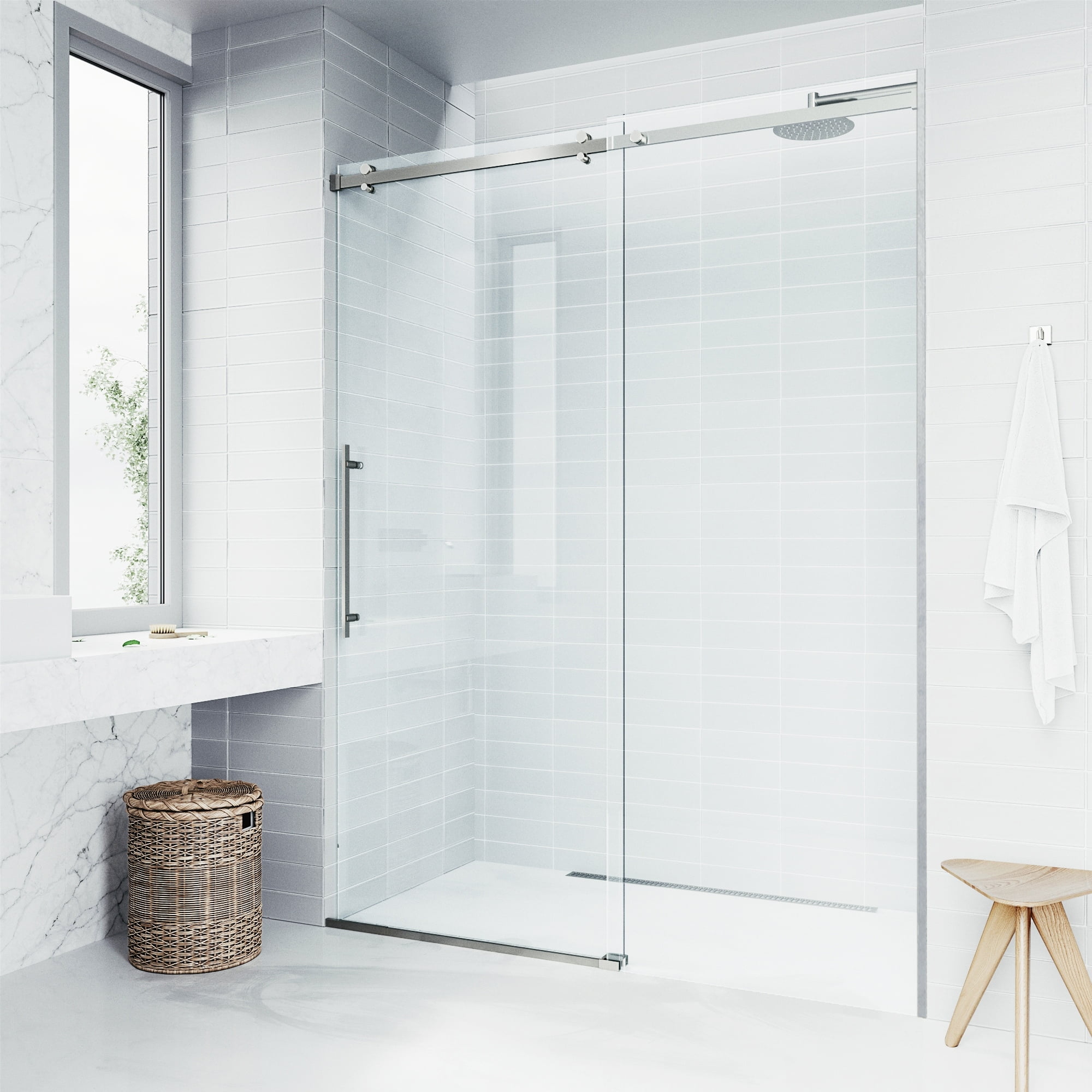 Luca 56-60" Frameless Sliding Shower Door with Clear Glass
