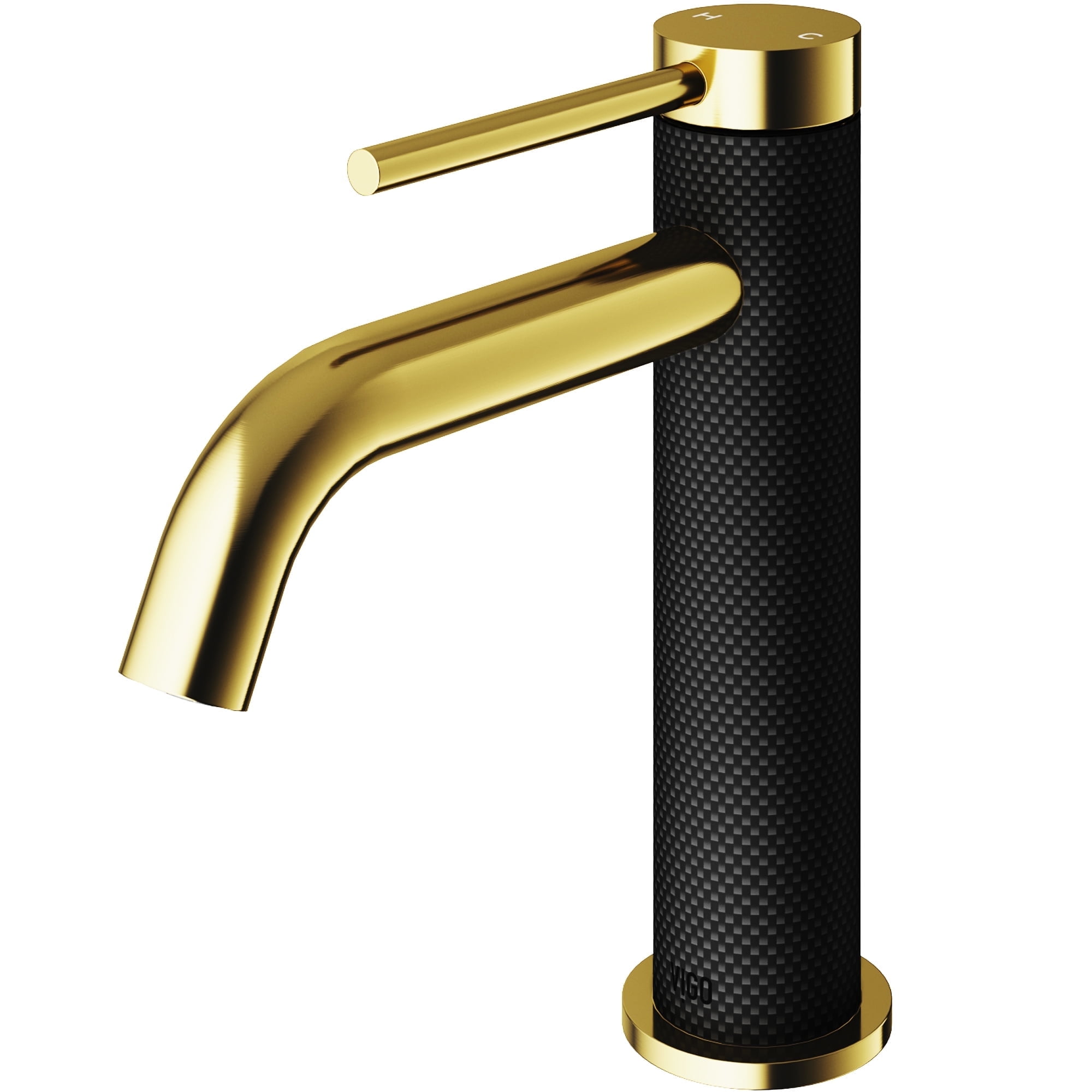 VIGO Madison Single Handle Single-Hole Bathroom Faucet in Matte Gold and Carbon Fiber