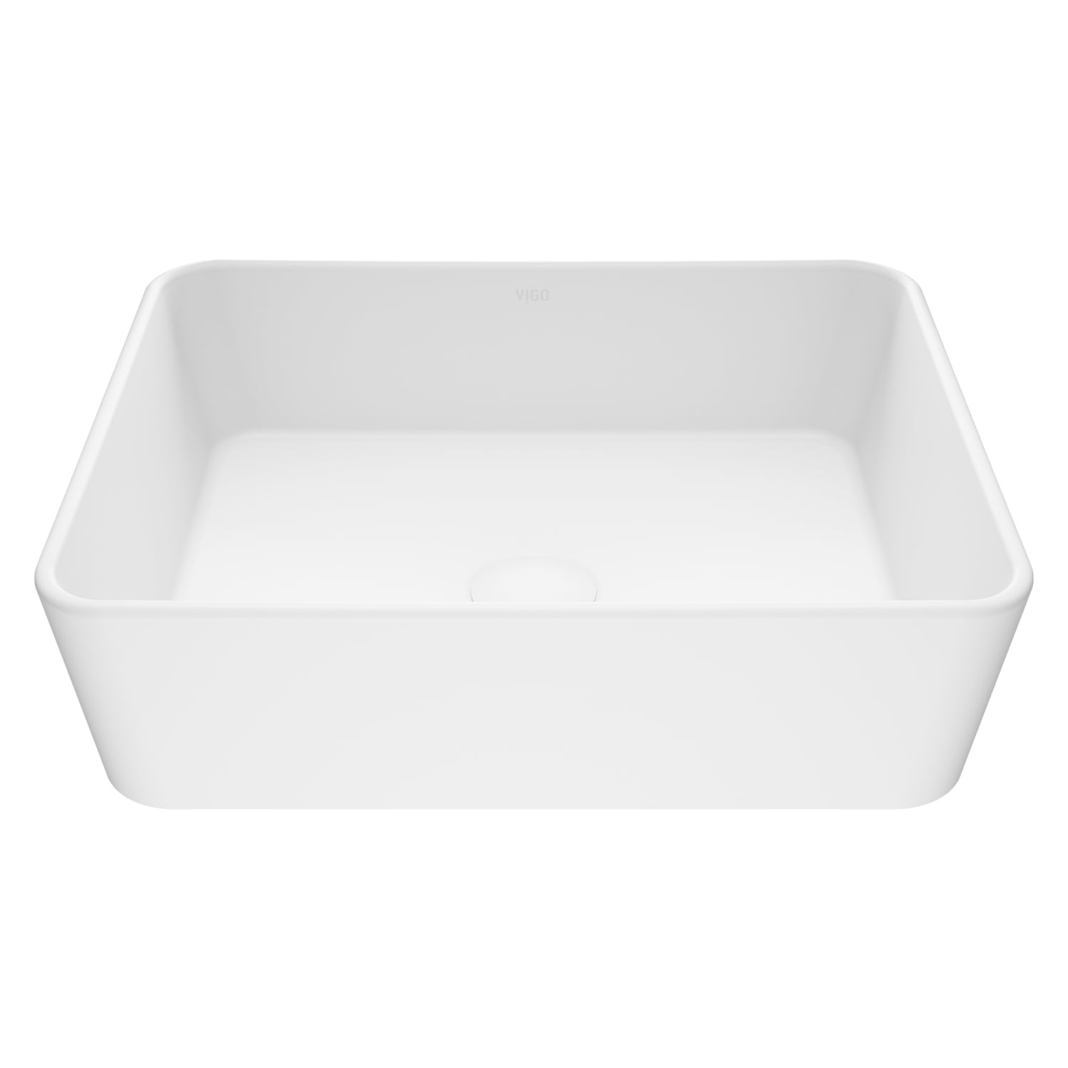 Modern White Rectangular Above-Counter Stone Vessel Sink