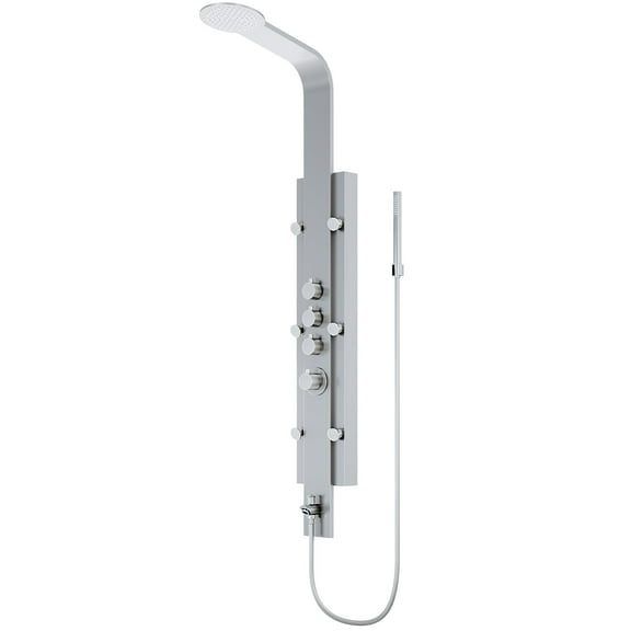 VIGO Mateo 60 in. H x 7 in. W 6-Jet Shower Panel System with Fixed Rainhead and Hand Shower Wand in Stainless Steel