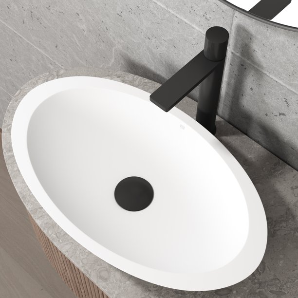 VIGO Matte Black Vessel Bathroom Sink Popup Drain and Mounting Ring