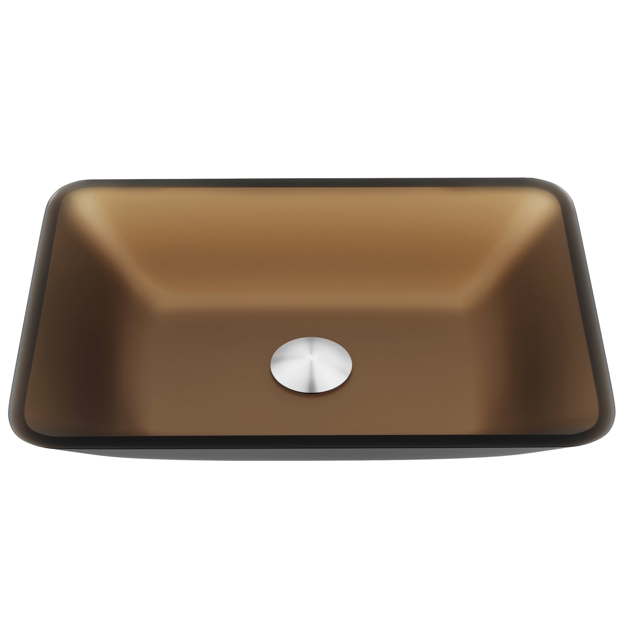 Amber Glass Rectangular Vessel Sink with Matte Finish