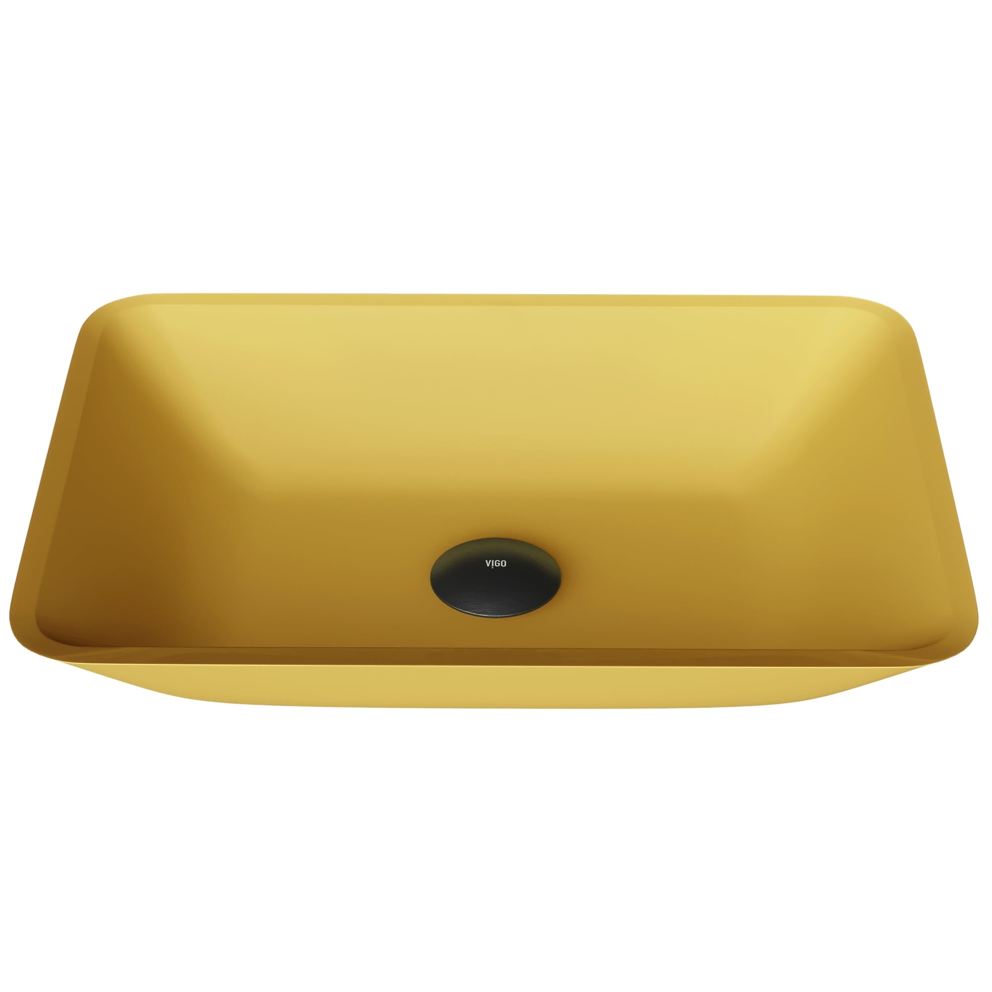 Citron Yellow Glass Rectangular Vessel Bathroom Sink