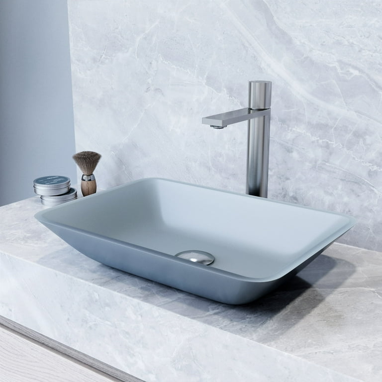 MatteShell Rectangular Vessel Bathroom Sink in Black & Gotham Faucet in Brushed Nickel MatteShell Rectangular Vessel Bathroom Sink in Black & Gotham Faucet in Brushed Nickel