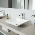 thumbnail image 1 of VIGO Matte Stone Hibiscus Composite Square Vessel Bathroom Sink in White with Amada Faucet and Pop-Up Drain in Chrome, 1 of 10