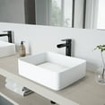 thumbnail image 1 of VIGO Matte Stone Jasmine Composite Rectangular Vessel Bathroom Sink in White with Faucet and Pop-Up Drain in Matte Black, 1 of 12