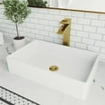 thumbnail image 1 of VIGO Matte Stone Magnolia Composite Rectangular Vessel Bathroom Sink in White with Faucet and Pop-Up Drain in Matte Gold, 1 of 10
